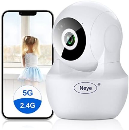 WiFi Security Home Camera，Baby Monitor Wireless IP Camera with Night Vision Two Way Audio Cloud Storage， Supports 5G WiFi，up to 128GB（White）