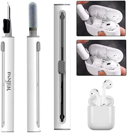 Wilbeva Cleaner Kit for Airpods, Bluetooth Earbuds Cleaning Pen for Airpods Pro 1 2 3 Samsung MI Android Earbuds, 3 in 1 Compact Multifunctional Headphones Case Cleaning Tools