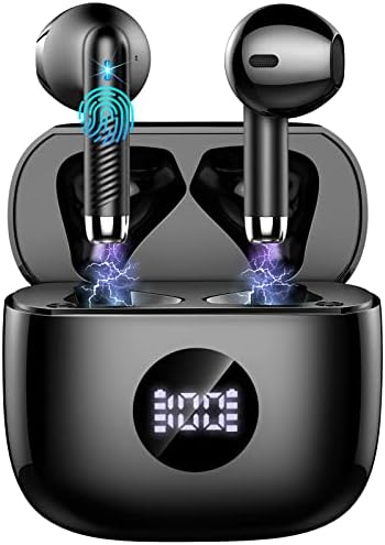 Wireless Earbuds, Bluetooth 5.3 Ear Buds LED Power Display Headphones Bass Stereo, Earbuds in-Ear Noise Cancelling Mic, 40H Playback Mini Case IP7 Waterproof Sports Earphones for Android iOS