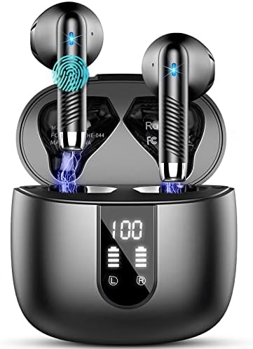 Wireless Earbuds V5.3 Bluetooth Headphones 56H Playtime Deep Bass Bluetooth Earbuds in-Ear with 4 ENC Mic, 2023 Noise Cancelling Earphones with Charging Case, IP7 Waterproof Sport Ear Buds LED Display