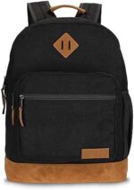 Wrangler Yellowstone Sturdy Backpack for Travel Classic Logo Water Resistant Casual Daypack for Travel with Padded Laptop Notebook Sleeve (Black Corduroy)
