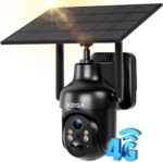 Xega 4G LTE Cellular Security Camera, Only Supports SIM Card Provided in The Package,Solar Powered Wireless Outdoor Camera,2K HD PTZ Motion Detection Spotlight & Siren Alert SD&Cloud Storage IP66