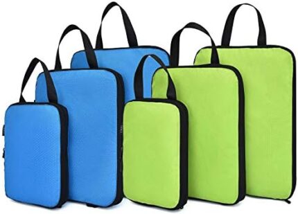 YZAOLL Compression Packing Cubes Bags Set for Kids Travel Luggage Packing Organizers Accessories Gift bluegreen 6pcs