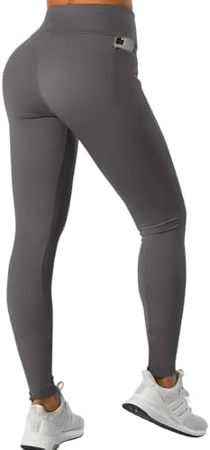 YZMJAFU High Waisted Leggings with Side Pocket for Women Tummy Control Workout Gym Yoga Casual Pants