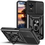Ysnzaq Case for Oppo Reno 10 /Reno 10 Pro, [Shockproof Protective] [Lens Push Window] Phone Cover with Magnetic Kickstand for Oppo Reno 10 /Reno 10 Pro SJ Black