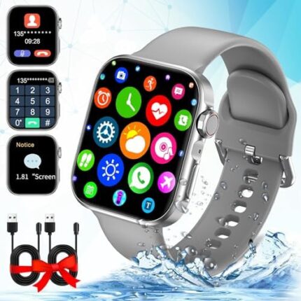 ZEQUK Smart Watch,Fitness Tracker 1.81'' Full Touch Answer/Make Call Android Smartwatch for Women Men,Swimming Waterproof with Heart Rate Sleep Monitor Calorie Step Counter Fitness Watch