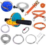 ZEROMX 120FT Zip Lines for Kids and Adults Outdoor, Zipline Kits for Backyard Up to 330 LBS with UFO Light Up Zipline Trolley and Thickened Zipline seat,for Kids Outdoor Toys