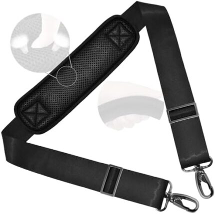 ZINZ Shoulder Strap 58" Universal Handbag Strap with Ultra-thick Fixed Padded and Dual Balanced Adjustable Buckles Shoulder Crossbody Strap for Briefcase Messenger Bag Laptop bag Luggage，Black