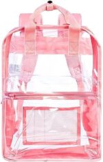 ZLYERT Clear Backpack, Heavy Duty Transparent Bookbag, Large See Through PVC Backpacks for Women and Men - (Pink)