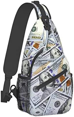 ZREXUO Us Bill Dollars Money Unisex Chest Bags Crossbody Sling Backpack Travel Hiking Daypack Crossbody Bag For Men