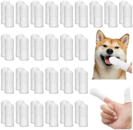 Ziliny 100 Pcs Dog Toothbrush Cat Toothbrush Finger Brush for Dogs Teeth Small to Large Dog Cats Teeth Cleaning Dental Care, White