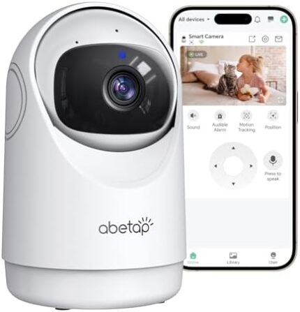abetap Wireless Security Camera, 1080P Indoor Camera for Baby Monitor, Pan/Tilt Pet/Dog Camera with Motion Detection, 2-Way Audio Siren, Night Vision, Cloud/SD Card, Home Security Cameras-1 Pack