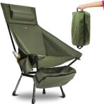 cosy nation High Back Camping Chairs, Portable Folding Chairs with Pillow, Beach Chairs with Sides Pocket and Carry Bag, Lightweight Outdoor Chair for Hiking, Backpacking, Camping Essentials (Green)
