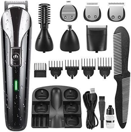 eboboin Beard Trimmer for Men,IPX7 Waterproof Electric Razor Shavers,Hair Trimmer for Nose Mustache Face Body,Cordless Clippers,Gifts for Men,22 Piece Beard Grooming Kit Black