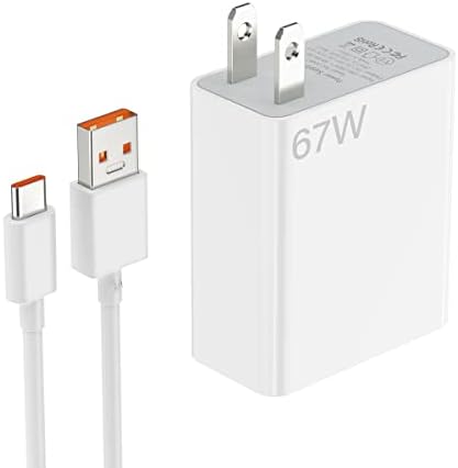 for Xiaomi Charger 67W Mi Turbo Fast Wall Charger Quick Charge for Xiaomi 14 13 12 12t 12s Pro Lite Redmi Note K60 K50 11 11s 12 Pro Plus Poco F5 X5 F4 X4 Gt Black Shark 4 5 Pro 3.3ft 6A Type C Cable