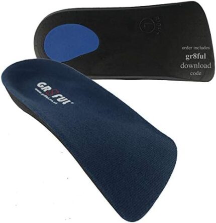 gr8ful® Orthotic Insoles for Plantar Fasciitis/Achilles Tendonitis | 3/4 Length | Arch Support for Over Pronation & Flat Feet - Reduce Heel, Knee & Back Pain | Men Women Kids Running, 2 Pairs S