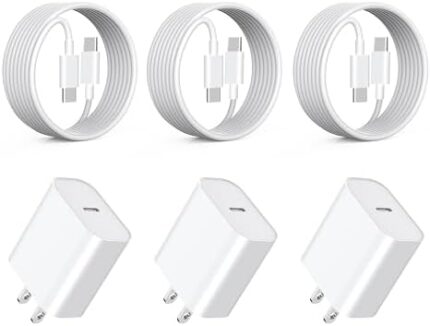 iPhone 15 Fast Charger,[Apple MFi Certified] 3Pack 20W Rapid USB C Wall Charger Block Adapter with 6FT USB C to USB C Data Sync Charging Cord for iPhone 15/15 Plus/15 Pro/15 Pro Max,iPad Pro/Air/Mini