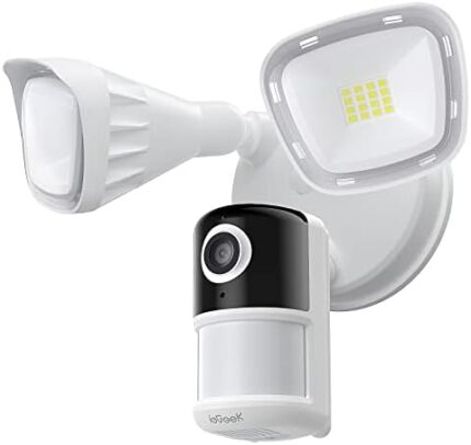 ieGeek Floodlight Camera, Outdoor Home Security Camera, 2K Wired Flood Light Camera Outdoor with Motion Sensor Cam, 2600 Lumens,Color Night Vision,110dB Siren,2 Way Audio,Compatible with Alexa