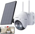 ieGeek Security Camera Outdoor, 2K Wireless WiFi 360°PTZ Camera, Solar Battery Powered Surveillance Camera with Spotlight/Siren/Motion Detection/3MP Color Night Vision,Compatible with Alexa