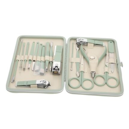 minkissy 18pcs Green Manicure Set Nail Grooming Kit Stainless Steel Nail Clippers Pedicure Kit Mens Trimmer File Manicure Grooming Kit Manicure Tool Toe Finger Manicure Portable Accessories