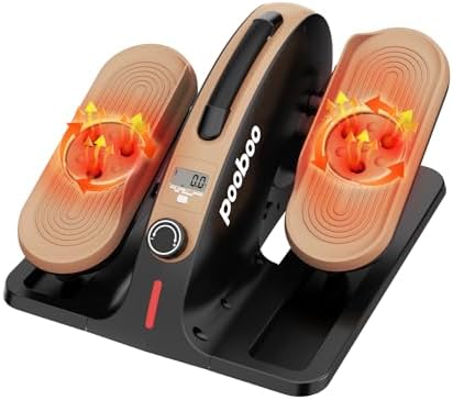 pooboo Under Desk Elliptical with Foot Massage Pedal Seated Elliptical Machine with Quiet & Compact Mini Elliptical Machines for Home Use Seated Bike Pedal Exerciser for Seniors Adults
