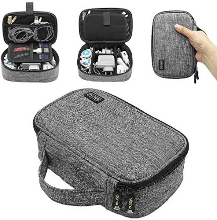 sisma Travel Cords Organizer Universal Small Electronic Accessories Carrying Bag for Cables Adapter USB Sticks Leads Memory Cards, Grey 1680D-Fabrics SCB17092B