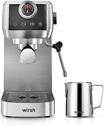 wirsh 20bar espresso machine bundle with frothing pitcher
