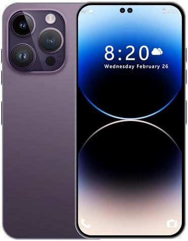 xixaomiro I14 Ultra Unlocked 5G Cell Phone, 5000mAh Battery, 6.8" HD Screen Unlocked Phone, 8+512GB, Android 13, 1TB Expandable Memory, Dual SIM (Purple)