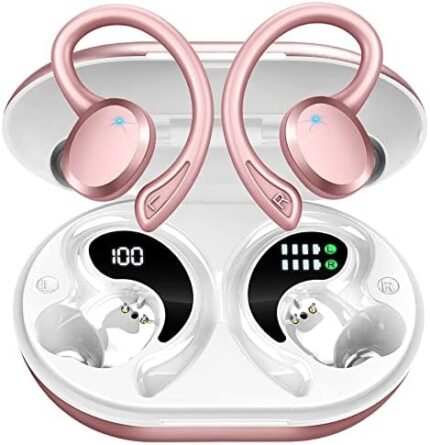 Wireless Earbuds Bluetooth Headphones, Bluetooth 5.3 Earbuds with Immersive HiFi Stereo, 2023 New 48Hrs Wireless Ear Buds Over Ear, ENC Mic, Comfortable Sport Earhooks, IP7 Waterproof in Ear Earphones