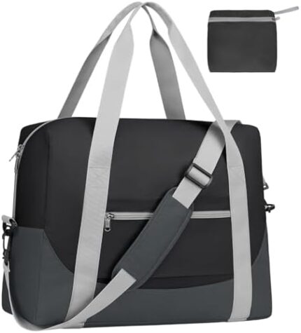 Cambond Carry on Bags for Airlines - 18x14x8 Personal Item Bag for Airlines Spirit, Underseat Foldable Travel Duffel Bags for Traveling Luggage Spare Extra Bag Duffle Bag with Shoulder Strap, Black