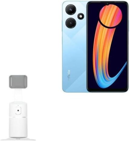 BoxWave Stand and Mount Compatible with Infinix Hot 30i - PivotTrack360 Selfie Stand, Facial Tracking Pivot Stand Mount - Winter White