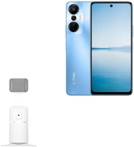 BoxWave Stand and Mount Compatible with Infinix Hot 20S - PivotTrack360 Selfie Stand, Facial Tracking Pivot Stand Mount - Winter White
