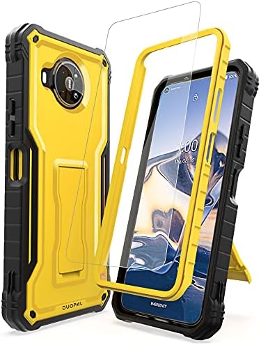 DUOPAL Nokia 8 V 5G UW & Nokia 8.3 5G Case, Military Grade Protection Shockproof Case with Tempered Glass HD Screen Protector and Kickstand Compatible with Nokia 8 V 5G UW & 8.3 5G 6.81 Inch (Yellow)