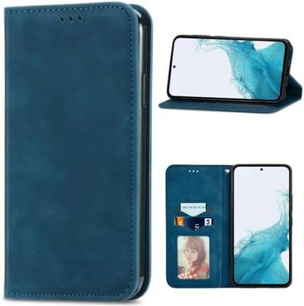 Compatible with Infinix Hot 20i Case,PU Leather Card Holder,Compatible with Infinix Hot 20i X665 Magnetic Closure Flip Stand Wallet Cover Blue