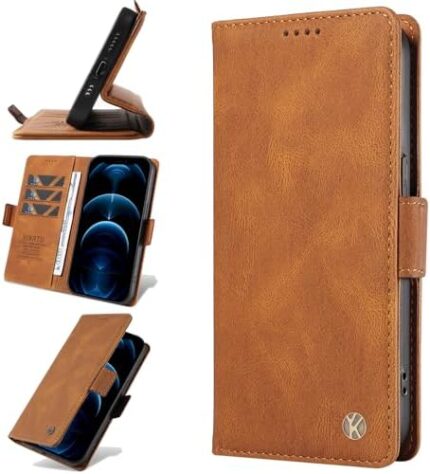 Compatible with Oppo Find X3 5G Cover,Compatible with Oppo Find X3 Pro 5G PU Leather Card Slot Magnetic Closure Flip Stand Wallet Cover Brown