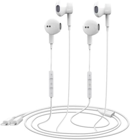 2 Pack-Apple Earbuds for iPhone Headphones [Apple MFi Certified] with Wired Lightning Earphones, Built-in Microphone & Volume Control, Compatible with iPhone 14/13/12/11/XR/XS/X/8/7/SE/Pro/Pro Max