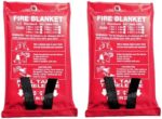 2 Pack Fire Blanket for Home & Kitchen, Fiberglass Flame Retardant Fire Blanket,Emergency Survival Safety Blanket For Home, Office, Caravan, Car,Camping,39.3"x39.3", Quick Unfolding with Loops