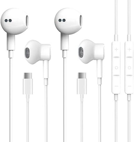 2 Pack USB C Headphones,Type C in-Ear Earbuds with Microphone & Remote Noise Cancelling in-Ear Headset Control for iPhone 15 Pro Samsung Galaxy S23/S22/S21/S20, Note 20, Google Pixel 7/6/6a/5/4
