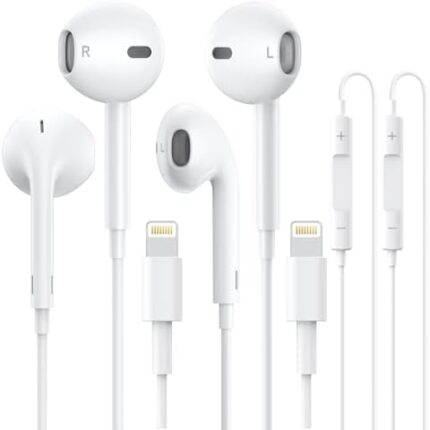 2 Packs - Apple Earbuds for iPhone Headphones Wired Lightning Headsets [MFi Certified] Built-in Mic & Volume Control Earphones Corded Compatible with iPhone 14/13/12/11/XR/XS/X/8/7/X/SE/Pro Max