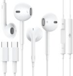 2 Packs - USB C Headphones Type C Earbuds Wired Headset Noise Canceling Earphones Compatible with iPhone 15 Pro Max Plus, iPad Pro, Android Smart Phone Galaxy S23/S22/S21/S20, Note10/20, A53/A54