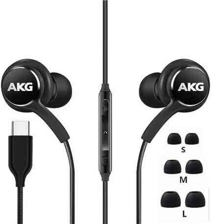 2023 Stereo Headphones for Samsung Galaxy S23 Ultra, Galaxy S22 Ultra, S21 Ultra, S20 Ultra & Note 10+ - Designed by AKG - with Microphone and Volume Remote Control - Black