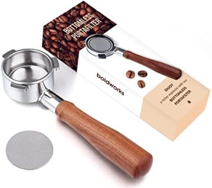 54mm Bottomless Portafilter 54mm Breville Compatible 54mm Portafilter with Puck Filter for All 54mm Breville Barista Espresso Coffee Machines Express Bambino Touch Pro Infuser Filter Basket Included