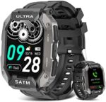 AMIHUSEl Military Smart Watch for Men Bluetooth Answer/Make Call, Waterproof Rugged Outdoor Sports Tactical Smartwatch, Activity Trackers Watches with Heart Rate Sleep Monitor for Android iOS Phones