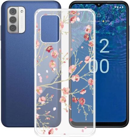 AQGG for Nokia G310 5G (6.56") Case, Soft Silicone Bumper Shell Transparente Flexible Rubber Phone Protective Cases TPU Cover for Nokia G310 5G - Pink Flower