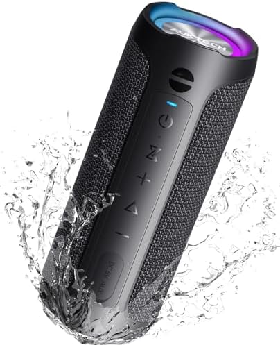 AUKTECH Bluetooth Speakers - Portable Speakers Bluetooth Wireless(100ft), 24W Loud Stereo Sound, Led Lights, 20H Playtime, IPX7 Waterproof Speaker for Outdoor, Home, Party, Beach, Shower