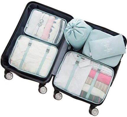 Adwaita 6 Set Packing Cubes, Travel Luggage Packing Organizers (Blue)