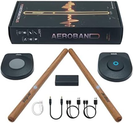 AeroBand PocketDrum 2 Plus Electric Air Drum Set Air Drum Sticks, Air Drum with Drumsticks, Pedals, Bluetooth and 8 Sounds, USB MIDI Function, Electronic Drum Set for Adults, Kids, Gift