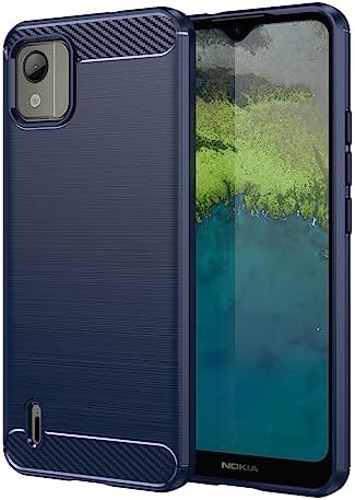 Aikcks for Nokia C110 Phone case, Shockproof, Scratch Resistant Carbon Fiber Jacket, Soft TPU,for for Nokia C110 case (Blue)