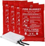 Aoutrow Emergency Fire Blanket for Home, Kitchen, Grill. 39" x39" Flame Suppression Fiberglass,Flame Fire Suppression Blanket Fiberglass Fireproof Blanket (4pack)