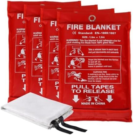 Aoutrow Emergency Fire Blanket for Home, Kitchen, Grill. 39" x39" Flame Suppression Fiberglass,Flame Fire Suppression Blanket Fiberglass Fireproof Blanket (4pack)
